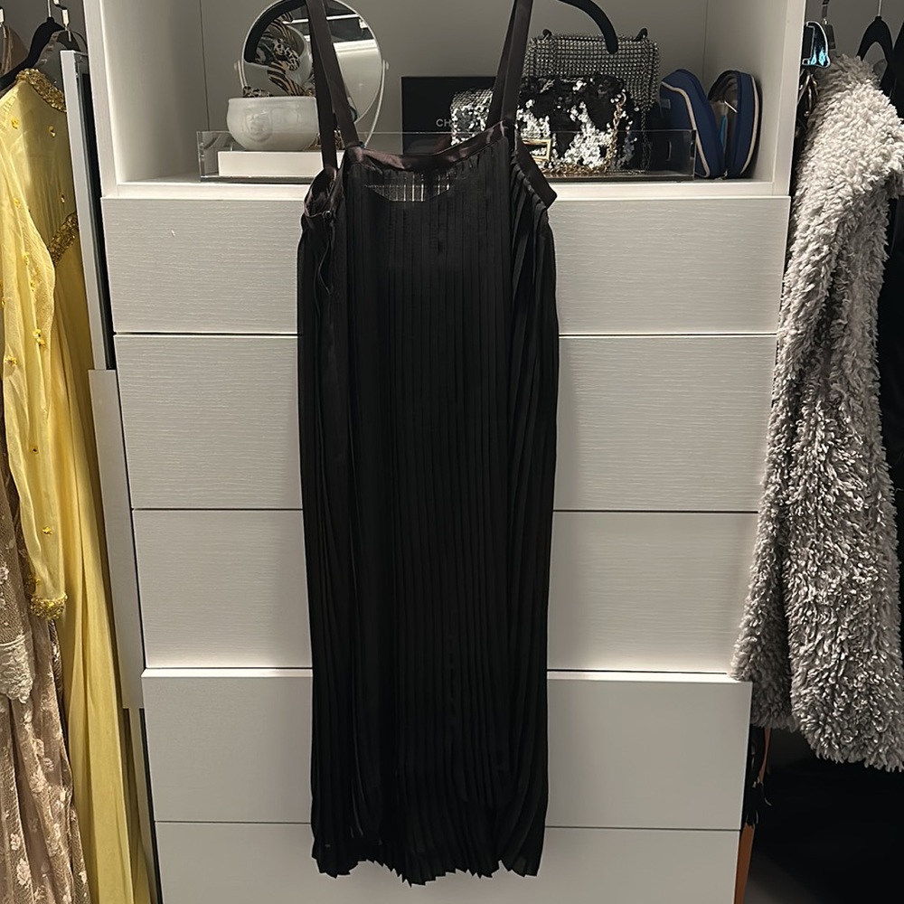 Vintage 1979  Saint Laurent rive gauche pleated sheer slip dress